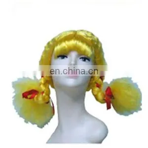 MCW-0394 Party Masquerade Synthetic Short Women Hot Straight Yellow Braids Wig thumbnail-1