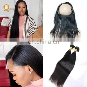 China Hair Factory Wholesale Hair Extensions 360 Full Lace Frontal Closures With Bundles thumbnail-1