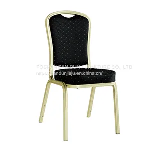 Hot Sale Hotel Banquet Office Stacking Chair Black Upholstered Aluminum Wedding Chair YD-072 thumbnail-1