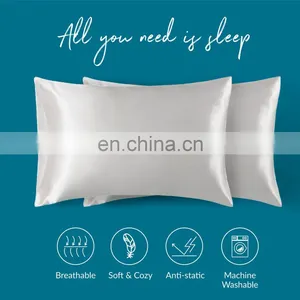 Luxury Machine Washable Comfort Polyester Silky Smooth Pillowcase For Adults thumbnail-3
