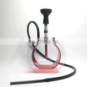 HQP-SY03 HongQiang Wholesale Acrylic Round Shape Hookah Gift Set With LED Light thumbnail-4