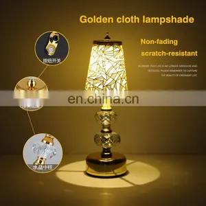 High Quality Luxury Modern Nordic Crystal Golden Table Lamp Usb Rechargable Hotel Bedside Bar Restaurant Retro Lamp thumbnail-4