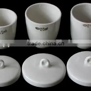 Laboratory Porcelain:Special Ceramic Porcelain Crucibles,medium Wall With Lid,glazed thumbnail-2