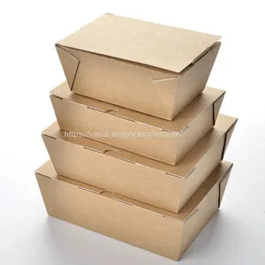 Take Out Boxes for Food Insulated Chinese Food Takeout Kraft Paper Packaging Disposable Chinese Kraft Takeaway Cardboard Packaging thumbnail-1