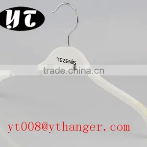High Quality White Body Silvery Hook Custom Logo Baby Clothes Hangers Wooden thumbnail-1