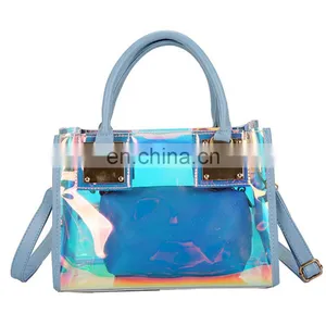 Super Hot Big Capacity, Holographic Waterproof Transparent Tote Bag Clear Pvc Jelly Portable Bags Handbags Women/ thumbnail-3
