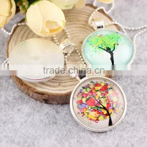 (tree) Time Gemstone Cabochon Charm Pendant Necklace thumbnail-3