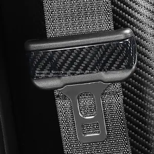 Real Carbon Fiber Safety Belt Buckle Decoration Sticker Patch Shell for Tesla Model 3 Y thumbnail-2