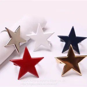 Rose Gold Silver Red White Colored Five-pointed Star Table Napkin Buckle Rings thumbnail-1