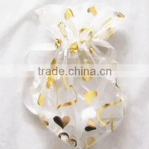 Print With Blue Snowflakes Organza Present Pouch With Rope Drawstring, Nuts Bags for Packing Party Candy/festive Gifts thumbnail-4
