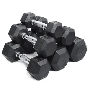 Wavar® Black Rubber Coated Hex Dumbbell Manufacturer | Commercial Gym Free Weights Supplier & Factory thumbnail-1