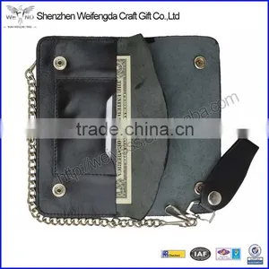 Mens Genuine Leather Large Trucker Chain Wallet With Button Closure thumbnail-1