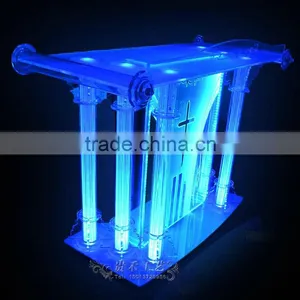 High Qualtiy Modern Church Pulpit With LED Light, Church Pedestal Pulpit, Organic Glass thumbnail-5