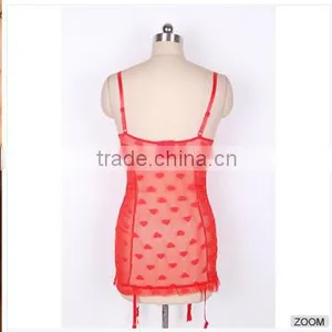 Sexy Heart Jacquard Mesh Garter Slip thumbnail-1