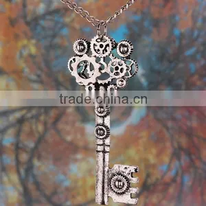 Factory Price Nickel Free Antique Silver Key Charm Necklace for Wholesale thumbnail-4