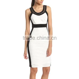 Beaded One Shoulder Celebrity Boutique Dress Women Cotton Sexy Club Dress thumbnail-6