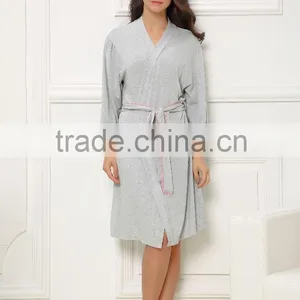 Women 100%cotton Nice Bathrobe With Edging thumbnail-1