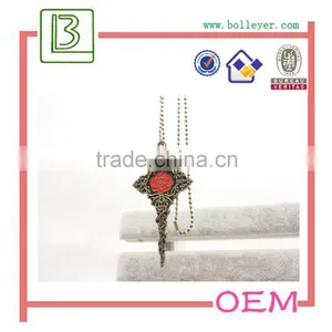 Designer Inspired Open Heart Shaped Key Pendant and Necklace Polished Antique Brass Tone thumbnail-3