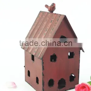 Rustic Outdoor Wholesale Red Metal Bird House thumbnail-4