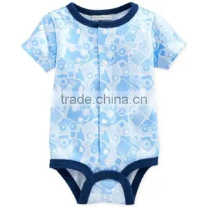 Hot Sale Baby Boys Summer Romper Simple Cute Printing And Emb Romper thumbnail-3