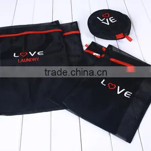 YIWU RODA 100% Polyester Durable Black Embroidery Foldable Washing Bag thumbnail-2