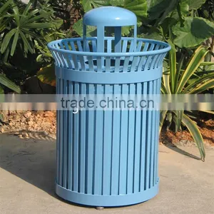 Powder Coated Steel Outdoor Litter Bin Metal Outdoor Waste Bin thumbnail-1