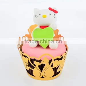 Laser Cut Shiny Peal Paper Cupcake Wrapper With Customized Designs thumbnail-1