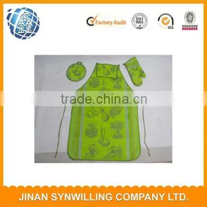 Custom Cotton Apron With Oven Mitt Glove Pot Holder Cheap Apron Set thumbnail-1