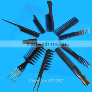 10Pcs Barbers Brush Combs Set Black Pro Salon Hair Styling Tools Hairdressing Plastic thumbnail-3