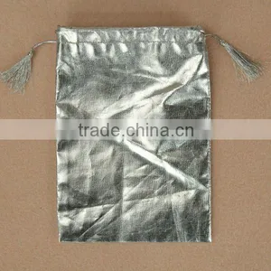 Gold/Silver Metallic Fabric Drawstring Favor Bags Pouch Directly From Factory thumbnail-4