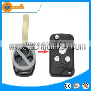 3 Button Remote Flip Car Key Cover Shell With Logo and Blade Key Blank Case Replacement for Honda Crv 2008 thumbnail-1