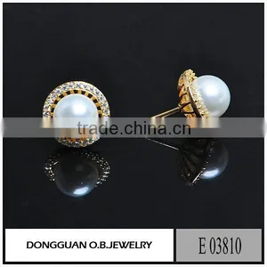 Imitation White Gold Plated Stud Earrings Wholesale Freshwater Pearl Jewelry thumbnail-4