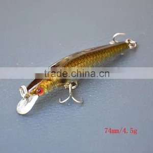 4Pcs 74mm/4.5g Minow Fishing Lure Hard Bait With Hooks Metal Ball Tackle thumbnail-4