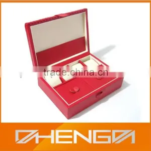 High Quality Factory Customized Made Empty Faux Red Leather Watch Box (ZDS-JS1414) thumbnail-1