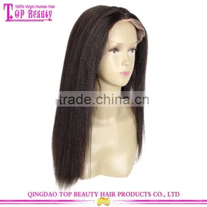 Natural Color Wig Brazilian Virgin 100 Human Hair Yaki Straight With Bleached Knots Yaki Middle Part Lace Front Wig thumbnail-4