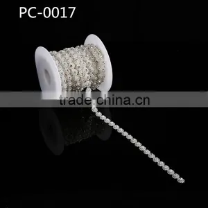Bling Bling Decorative Rhinestone Trim Pearl Bridal Head Rhinestone Chain thumbnail-1