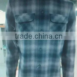 100%cotton Grey Check Yarn Dye Men's Long Sleeve Patch Chest Pocket Shirt thumbnail-1