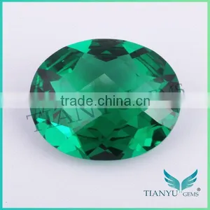 Checker Board Faceted Oval Cut Green Spinel for Waxing thumbnail-1