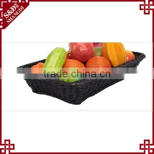 Handmade Woven Plastic Rattan Bread Basket thumbnail-4