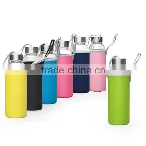 Insulated Heat Resistant Borosilicate Sport Water Bottle With Fabric Sleeve thumbnail-1