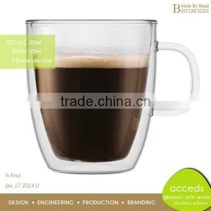 OEM ODM Custom Heat Resistant Borosilicate Double Wall Glass Cup thumbnail-1