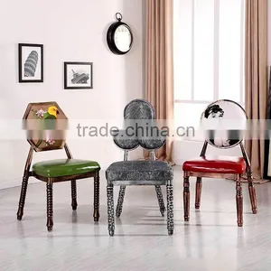 Quality European Antique Metal Upholstered Dining Chair QL-T851 thumbnail-4