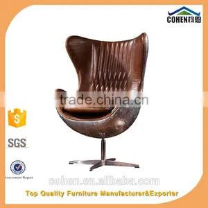 New Model Genuine Leather Egg Chair With Aluminium Back Coating/swivel Bar Chair With High Back/lounge Chair thumbnail-2