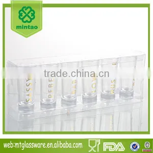 2016 Newest Machine Made Mini Shot Clear Glass Golden Decal With PVC thumbnail-1