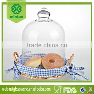 Wholesale Glass Cake Dome Set Glass Cover With Wicker Base thumbnail-1