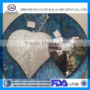Customized Glass Hanging Silver Mirrored Mosaic Heart thumbnail-2
