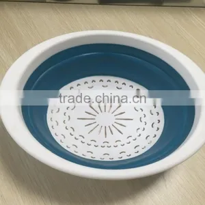 Hot Sale Oval Plastic TPR Folding Basket Collapsible Vegetable Colander KITCHEN TOOL thumbnail-2