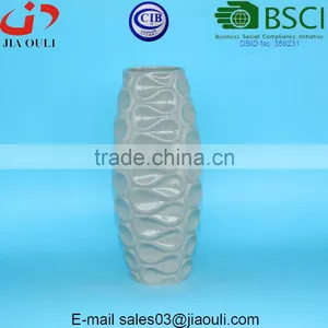 Stylish Wave Textured Design Glazed Grey Ceramic Vase for Decoration thumbnail-2