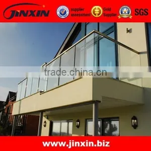 JINXIN Stainless Steel Shoe Base Glass Rails_U Shaped Channel Frameless Glass Balustrade thumbnail-1