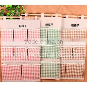 Hot Sell ZAKKA Cotton Lattice Eight Pocket Organizer Wall Mount Storage Bag s Storage Bags, Multifunctional Storage Bag thumbnail-1